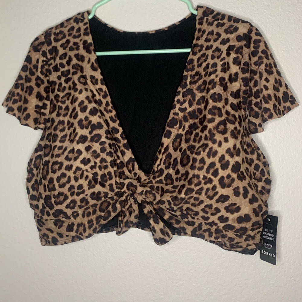 Leopard print swim top